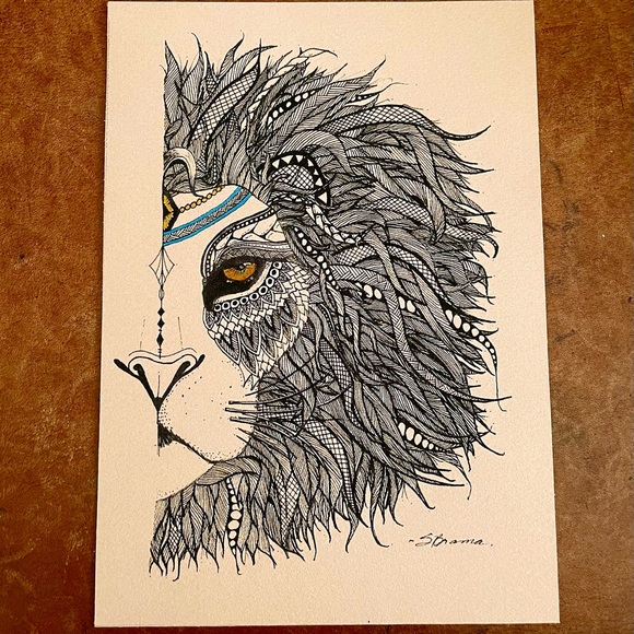 🇨🇦Zentangle Lion print 8” x 10” - Picture 2 of 2